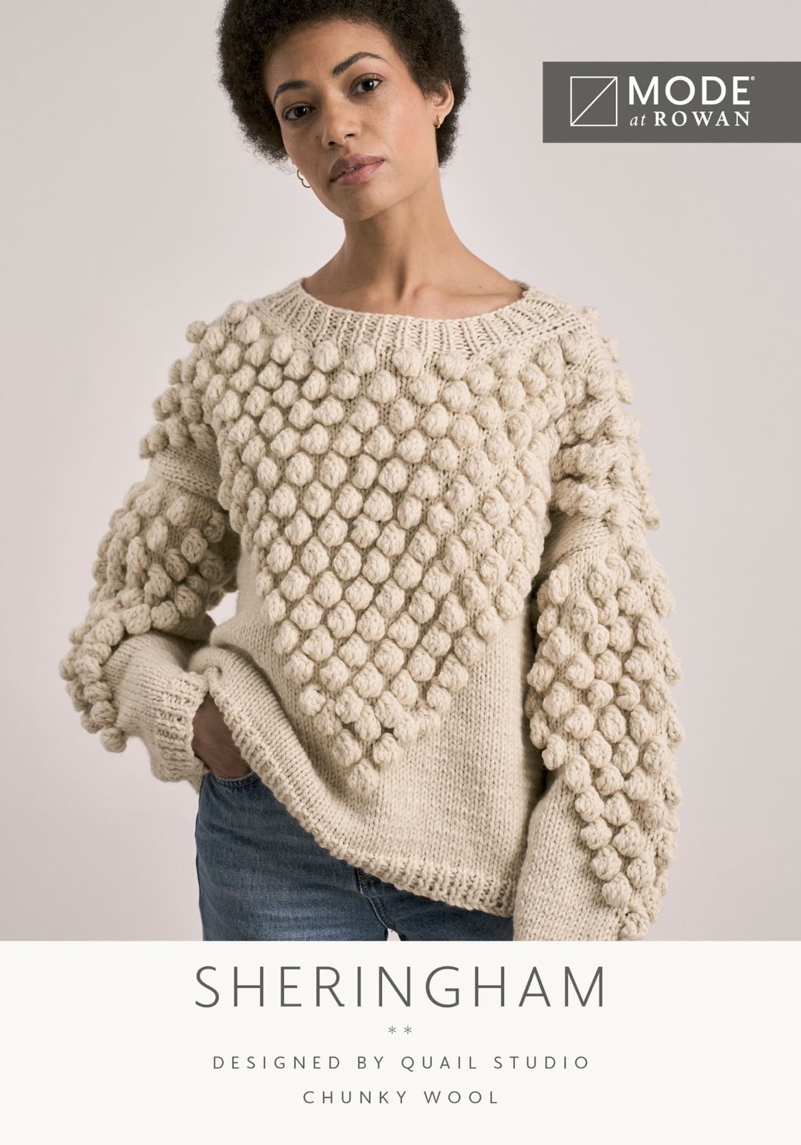 MODE at ROWAN Sheringham Strickanleitung für Damen Pullover aus Chunky Wool mit Rundhalsausschnitt, lockerer Passform und Noppenmuster