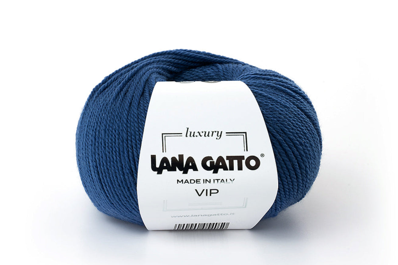 Hochwertiges Naturgarn Lana Gatto Vip für Stricken, Häkeln und Handmade Fashion, FARBE: Avio 10175