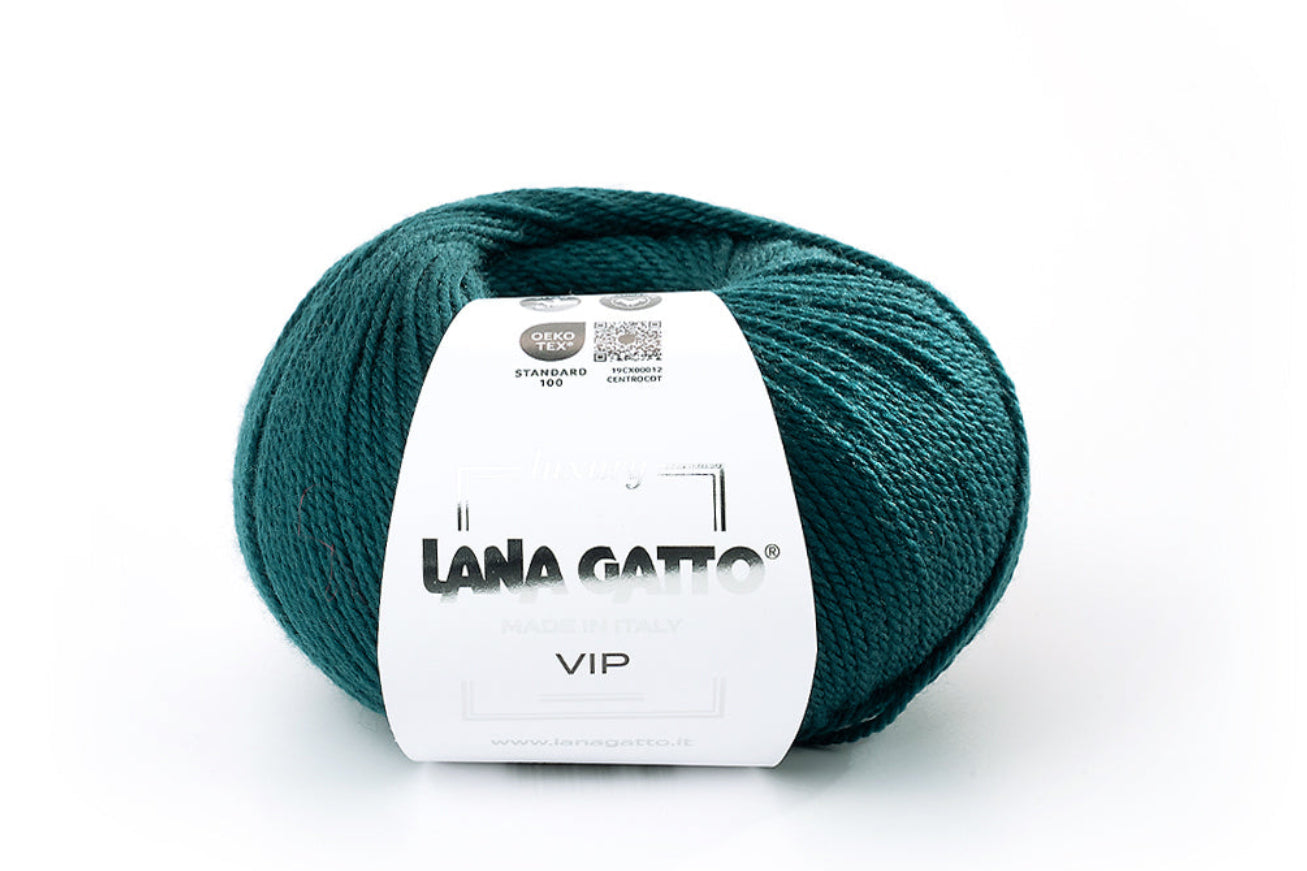 Lana Gatto Vip Made in Italy für hochwertige Pullover, Cardigans und Winteraccessoires, FARBE: Verde 19059